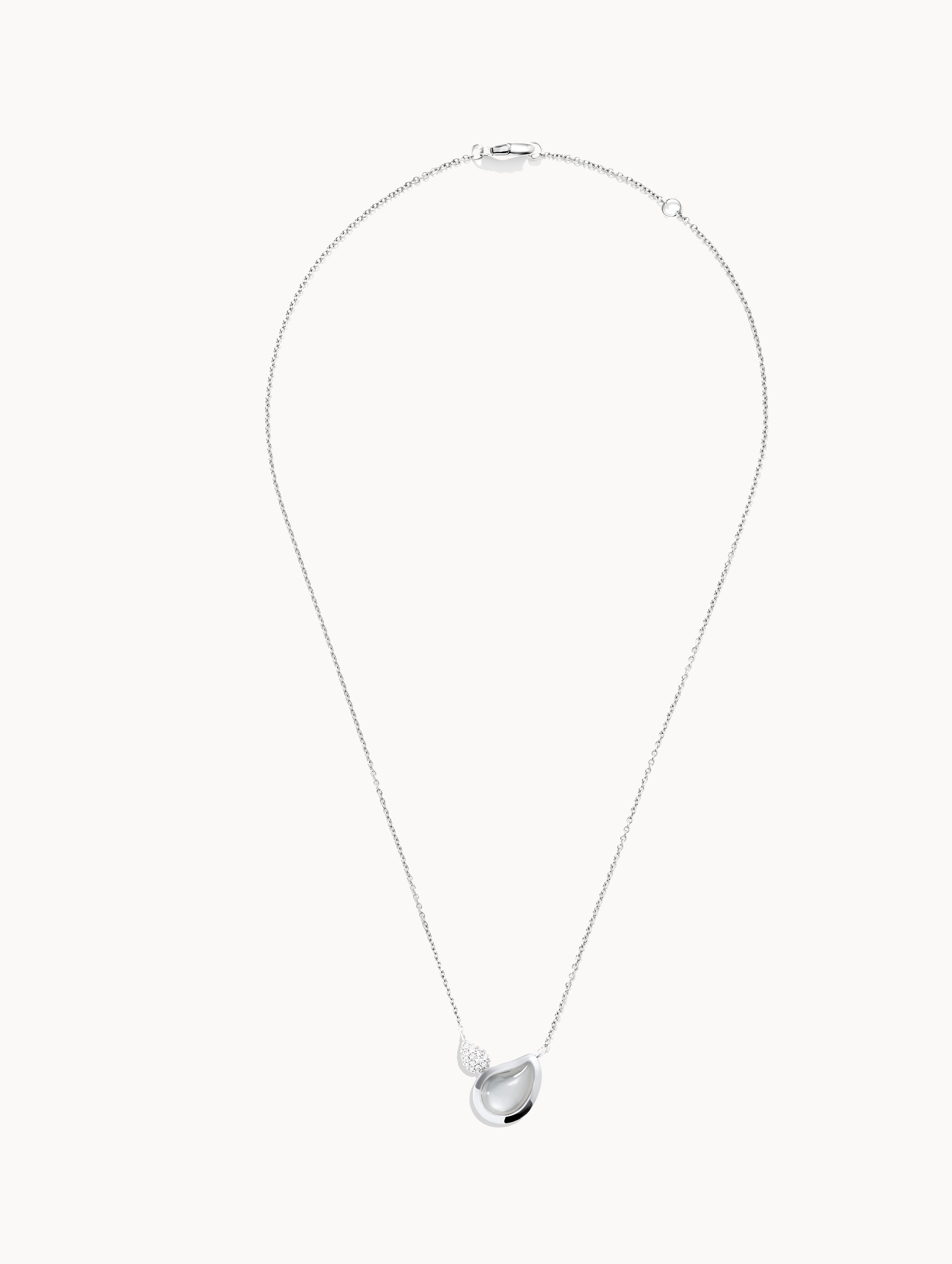 TAMARA COMOLLI COLLIER SIGNATURE 2 DROPS  MONDSTEIN GRAU MIT DIAMANT PAVÉ