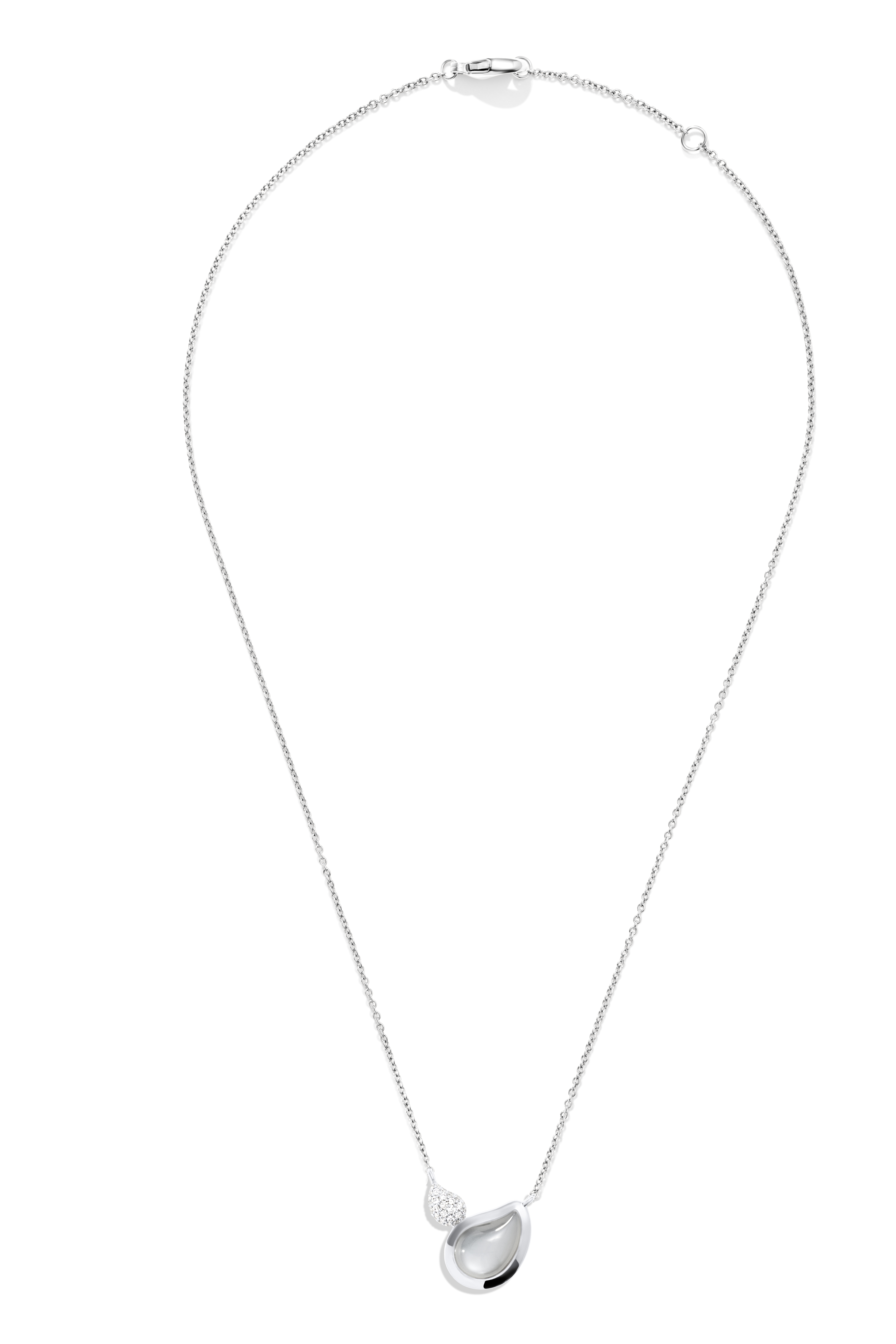 TAMARA COMOLLI COLLIER SIGNATURE 2 DROPS  MONDSTEIN GRAU MIT DIAMANT PAVÉ